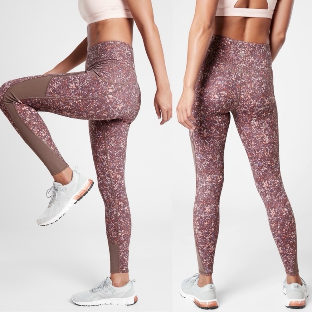 Athleta Rainier Printed Mesh Tight Leggings Size Speckled Spotted Pattern